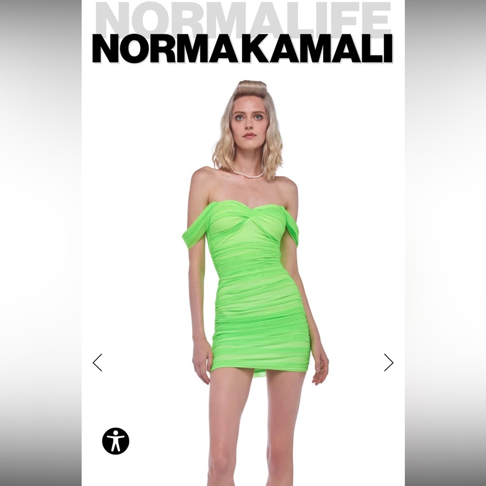 Norma Kamali neon green dress